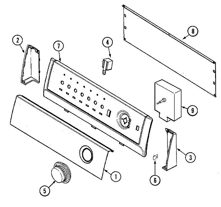 CONTROL PANEL Diagram and Parts List for CYG2000AWW  Magic Chef Dryer