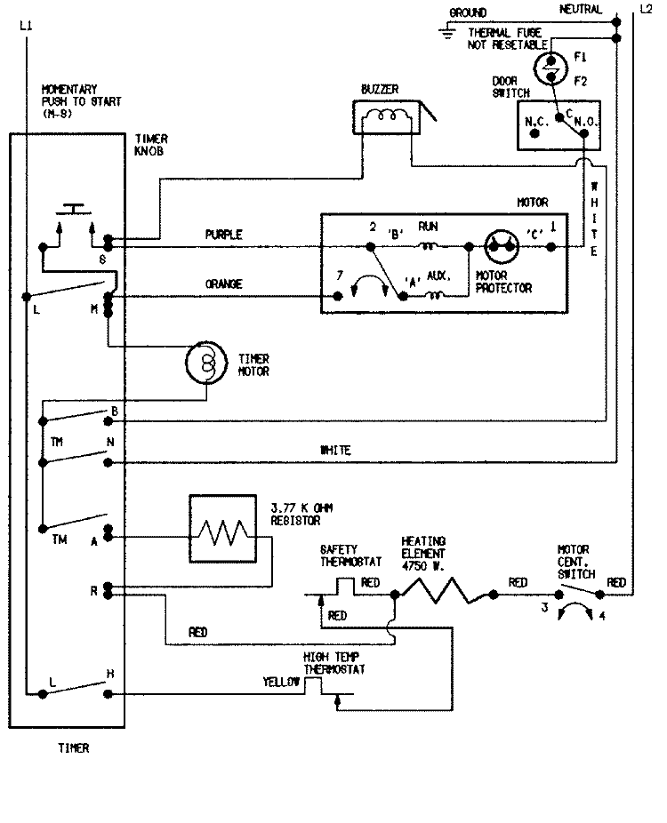 WIRING INFORMATION Diagram and Parts List for CYG2000AWW  Magic Chef Dryer