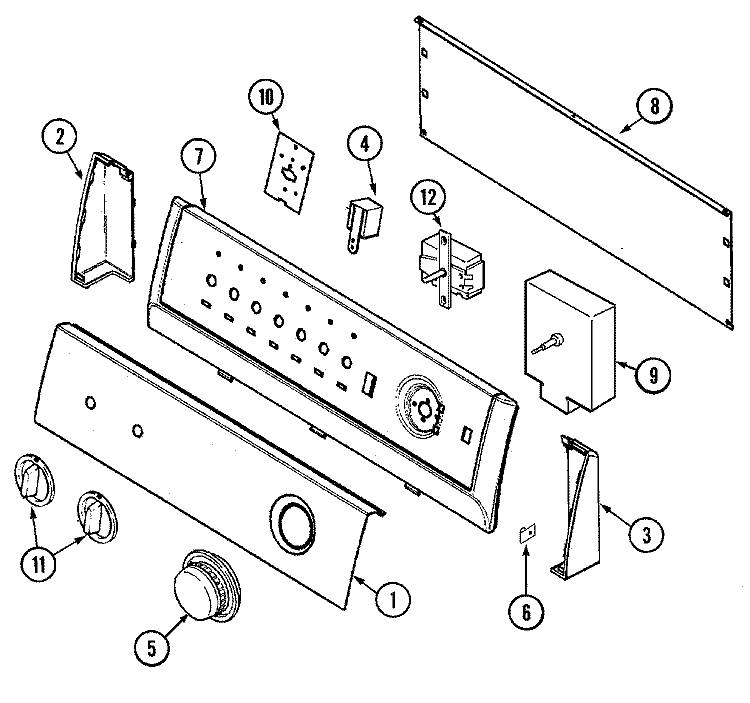 CONTROL PANEL Diagram and Parts List for AYE2250AYW  Admiral Dryer