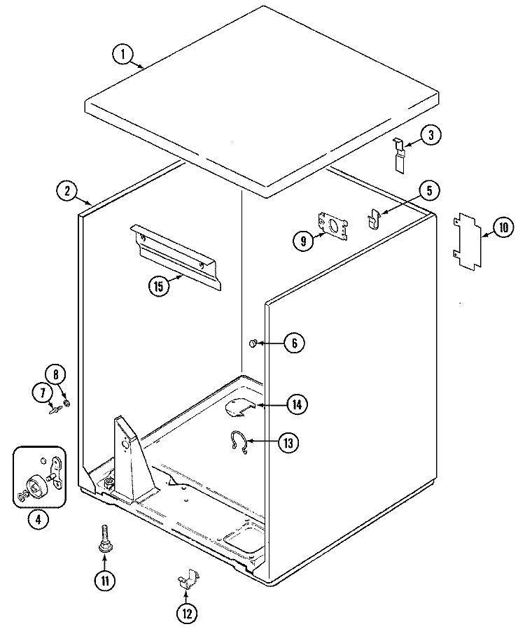 CABINET Diagram and Parts List for PYE2000GGE  Maytag Dryer