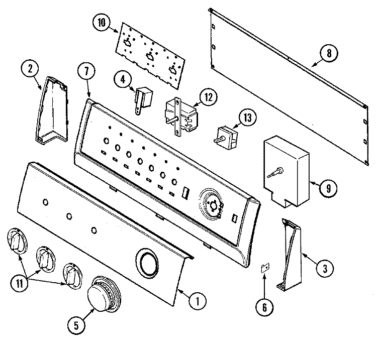 CONTROL PANEL Diagram and Parts List for CDE8000AZW  Crosley Dryer