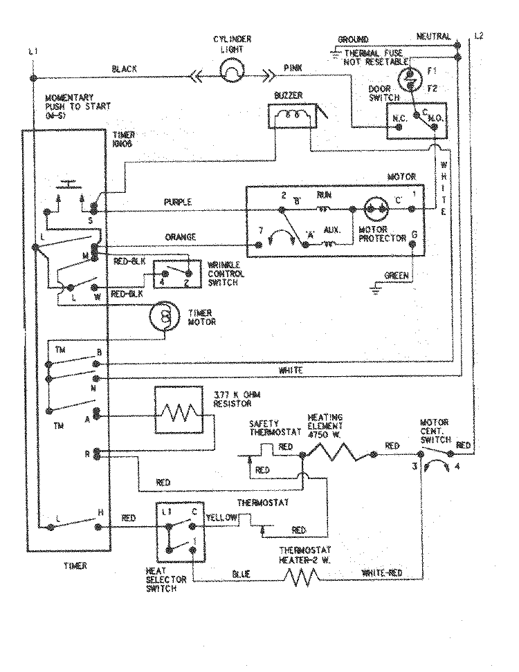 WIRING INFORMATION Diagram and Parts List for CYE4000AYW  Magic Chef Dryer