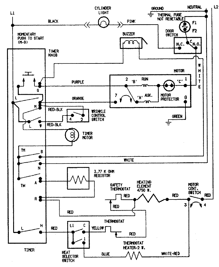WIRING INFORMATION Diagram and Parts List for CDE7000W  Crosley Dryer