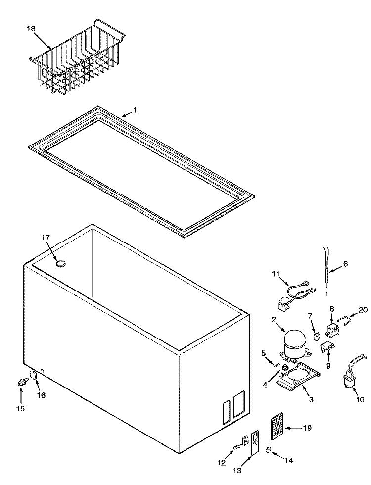 CABINET Diagram and Parts List for AFC0703BW  Amana Freezer