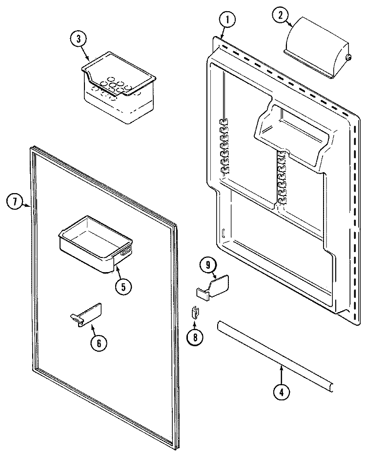 FRESH FOOD INNER DOOR Diagram and Parts List for MTB2455DRB  Maytag Refrigerator