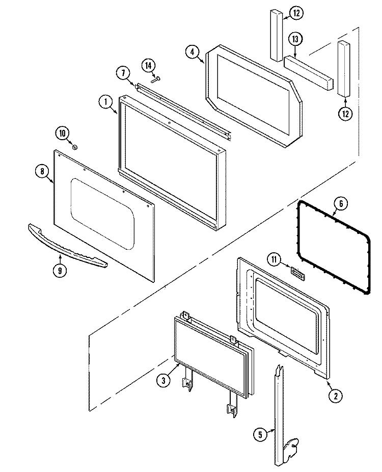 DOOR Diagram and Parts List for MEW5530BAW  Maytag Wall Oven