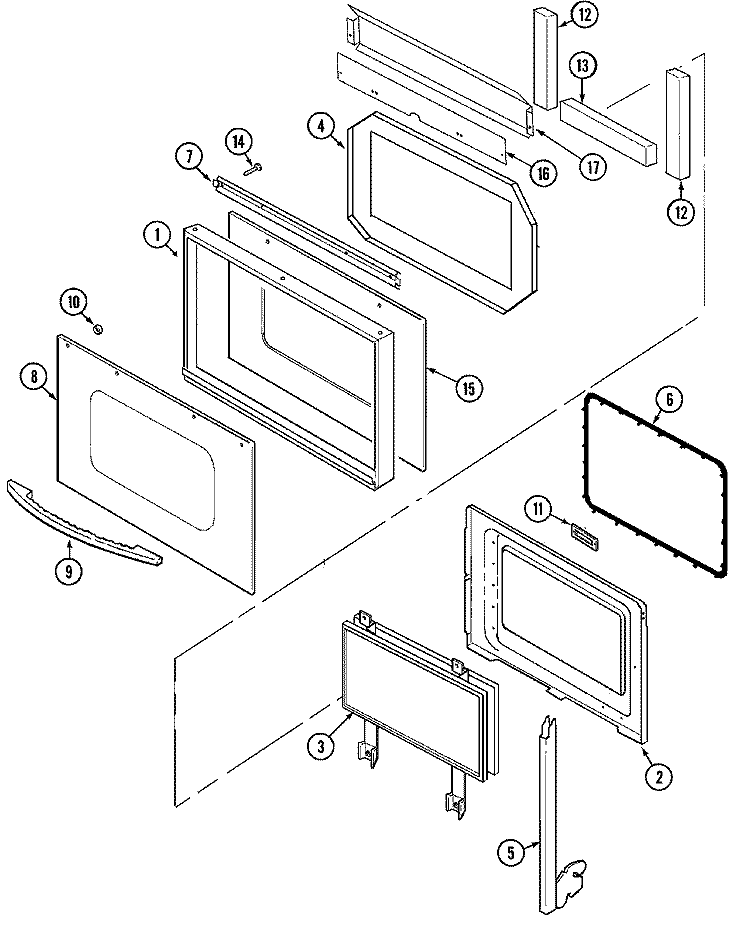 DOOR (UPPER & LOWER - MEW6627BAS) Diagram and Parts List for MEW6627BAS  Maytag Wall Oven