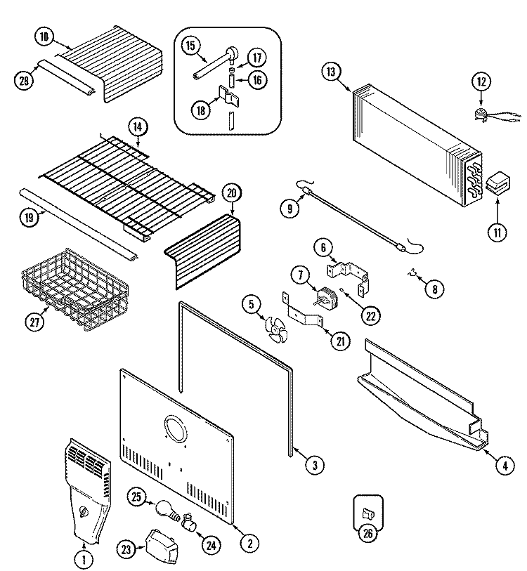 FREEZER COMPARTMENT (BISQUE) Diagram and Parts List for MTF2455DRQ  Maytag Refrigerator