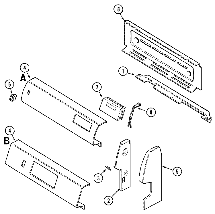 CONTROL PANEL Diagram and Parts List for ALR1450AJW  Amana Range