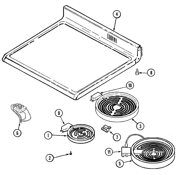 TOP ASSEMBLY Diagram and Parts List for MER6770ACW  Maytag Range