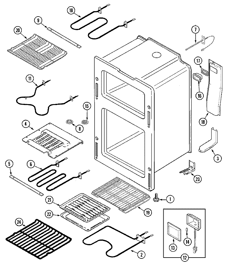 OVEN Diagram and Parts List for MER6550AAW  Maytag Range