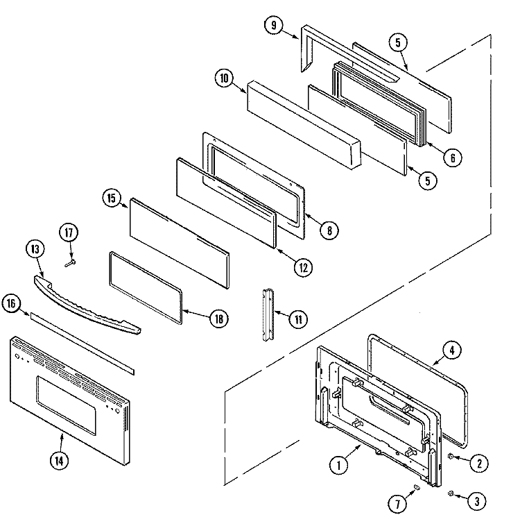 DOOR (UPPER - BAC / BAS) Diagram and Parts List for MER6772BAC  Maytag Range