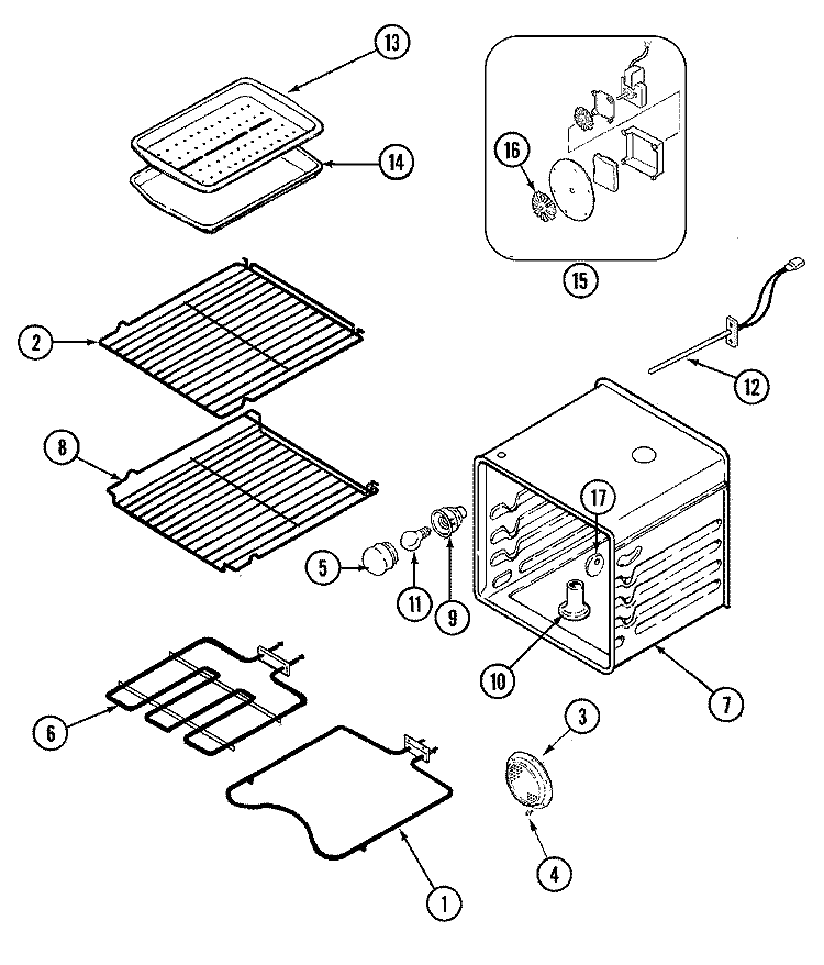 OVEN Diagram and Parts List for MEW6530BAW  Maytag Wall Oven
