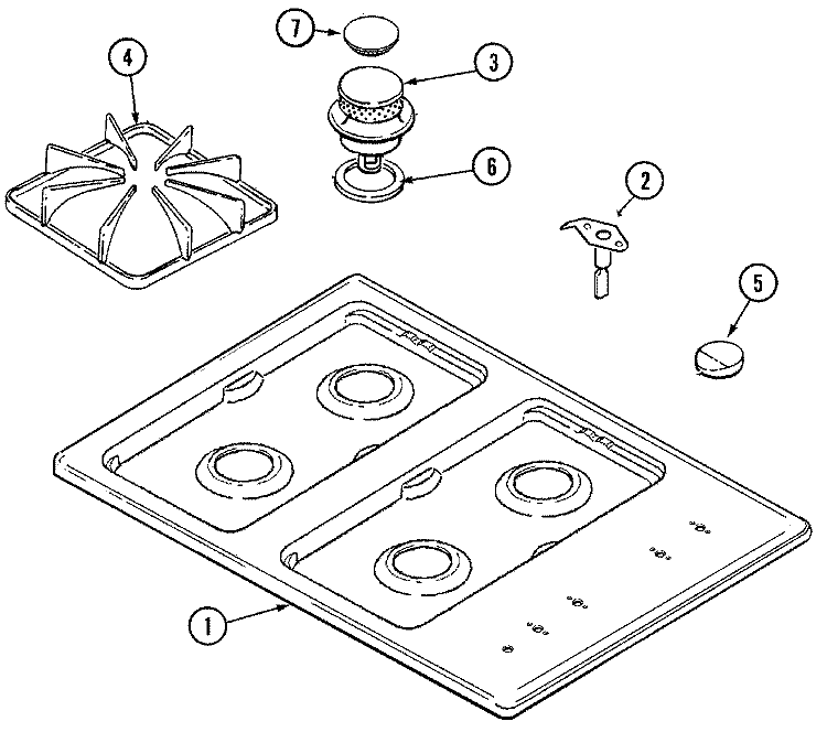 TOP ASSEMBLY Diagram and Parts List for MGC5430ADW  Maytag Cooktop