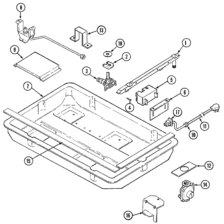 GAS CONTROLS / BODY Diagram and Parts List for MGC5430ADW  Maytag Cooktop