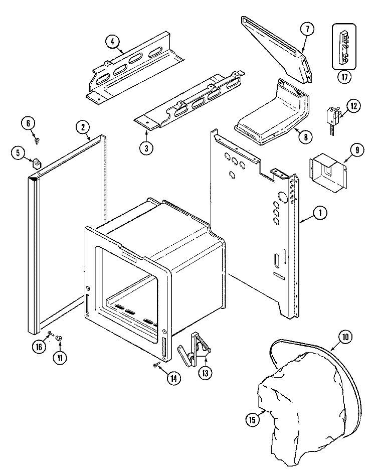 BODY Diagram and Parts List for MGR4411BDW  Maytag Range
