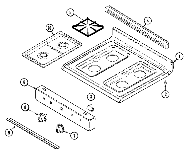 TOP ASSEMBLY Diagram and Parts List for MGR4411BDW  Maytag Range