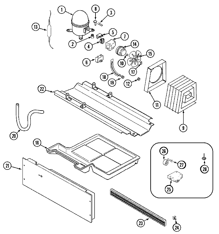 COMPRESSOR Diagram and Parts List for MTB1956FEQ  Maytag Refrigerator