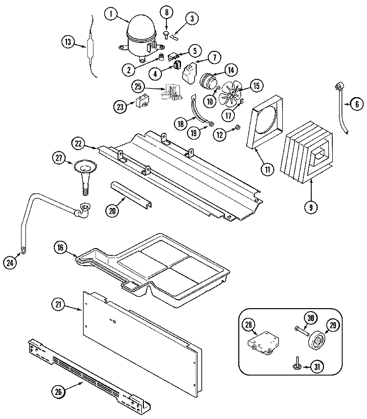 COMPRESSOR Diagram and Parts List for GS2726CIDW  Maytag Refrigerator
