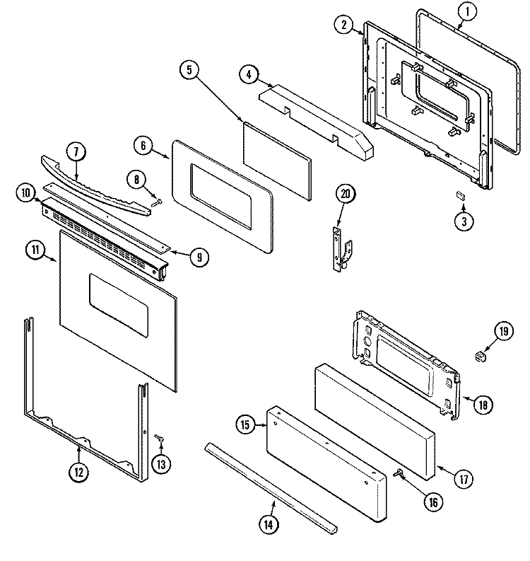 DOOR / DRAWER Diagram and Parts List for MGR4450BDW  Maytag Range