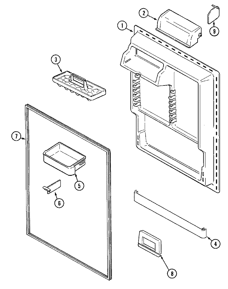 FRESH FOOD INNER DOOR Diagram and Parts List for MTB1956DEA  Maytag Refrigerator