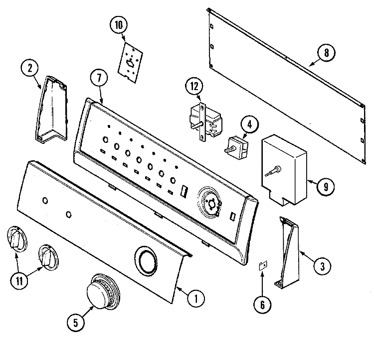 CONTROL PANEL Diagram and Parts List for HYE2200AGW  Hoover Dryer