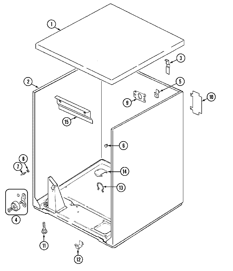 CABINET Diagram and Parts List for AYE2250AYW  Admiral Dryer