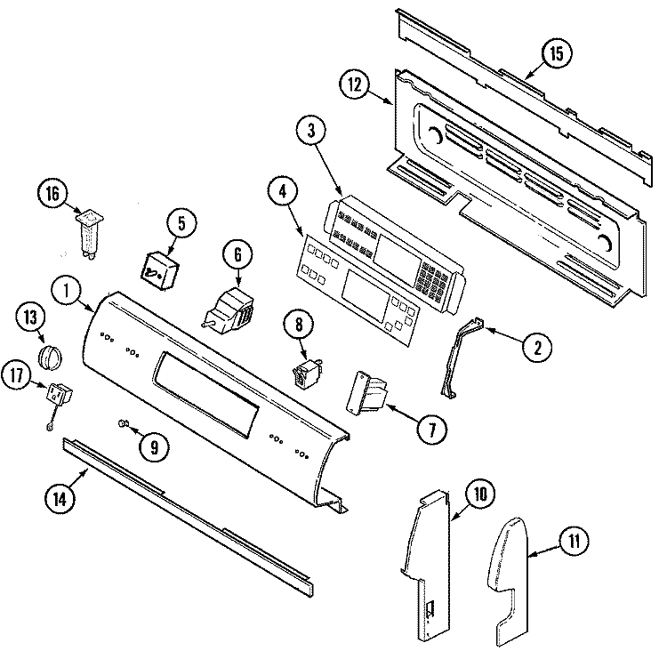 CONTROL PANEL Diagram and Parts List for MER6770ACW  Maytag Range