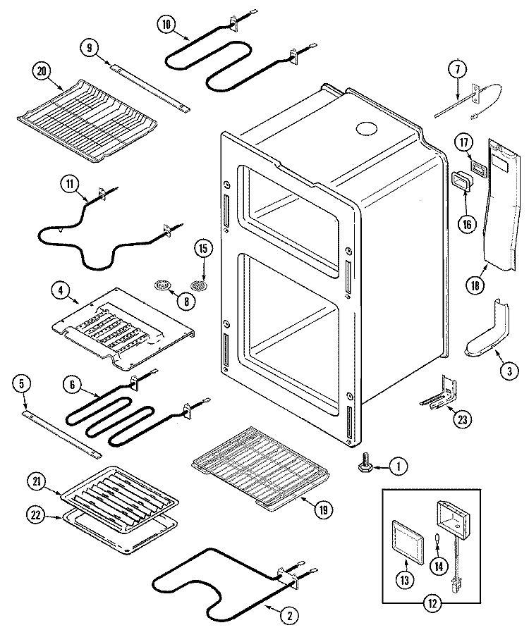 OVEN Diagram and Parts List for MER6770ACW  Maytag Range