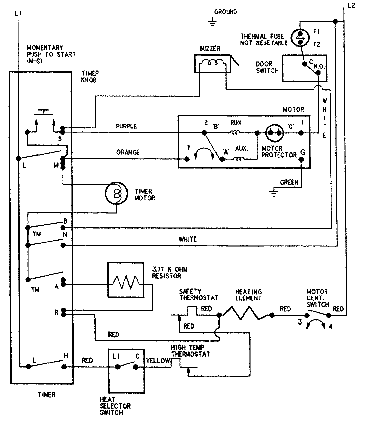 WIRING INFORMATION Diagram and Parts List for AYE1200AKW  Maytag Dryer