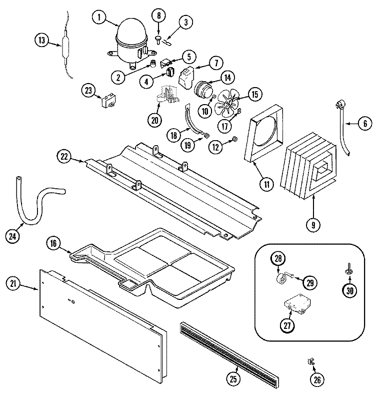 COMPRESSOR Diagram and Parts List for GT2127PIEW  Maytag Refrigerator
