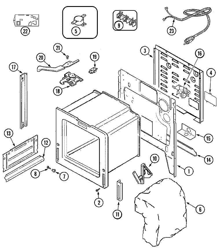 BODY Diagram and Parts List for CES3540ACW  Magic Chef Range