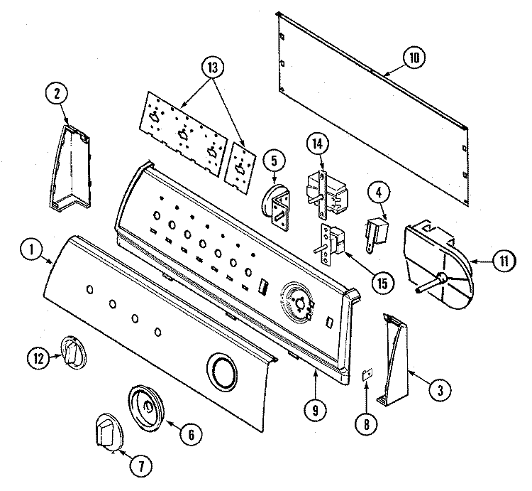 CONTROL PANEL Diagram and Parts List for PAV2200ARW  Maytag Washer