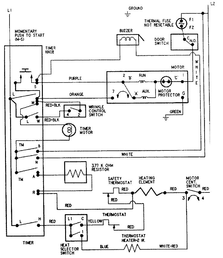 WIRING INFORMATION Diagram and Parts List for CYE4000AGW  Magic Chef Dryer