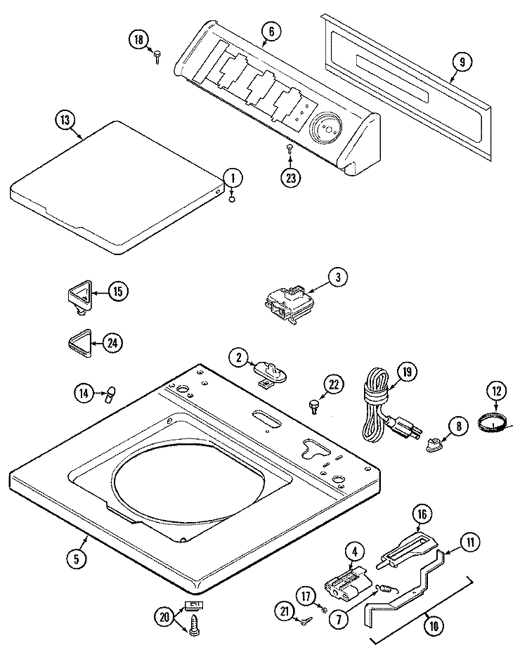 TOP Diagram and Parts List for LAT8206ABE  Maytag Washer