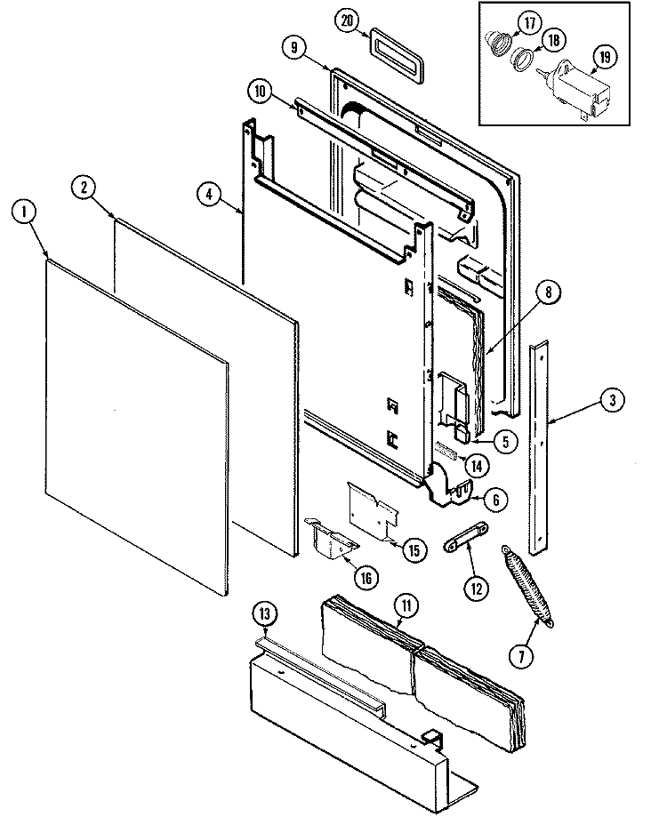 DOOR Diagram and Parts List for MDB3100AWX  Maytag Dishwasher