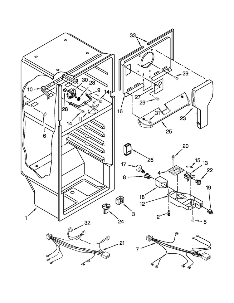 Liner Parts Diagram and Parts List for A8TXNWFBW00  Amana Refrigerator