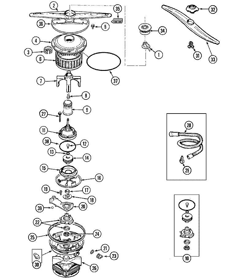 PUMP & MOTOR Diagram and Parts List for MDB6658AWQ  Maytag Dishwasher