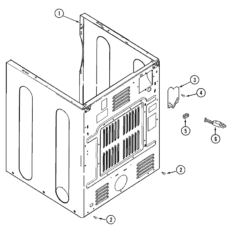 CABINET - REAR Diagram and Parts List for MDG3500BWQ  Maytag Dryer