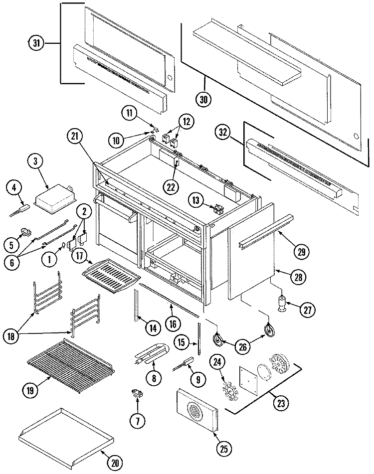 OVEN BODY / GAS CONTROLS Diagram and Parts List for RJGR3663A  Maytag Cooktop