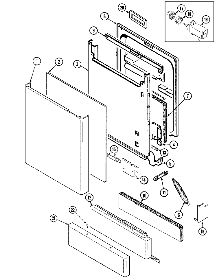 DOOR Diagram and Parts List for MDB9100AWQ  Maytag Dishwasher