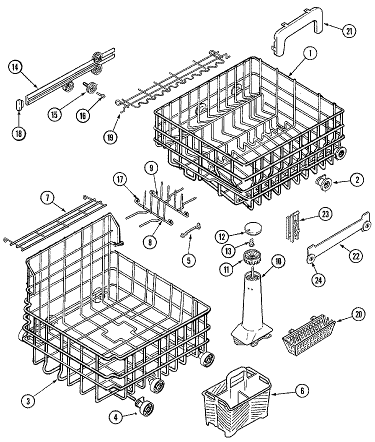 TRACK & RACK ASSEMBLY Diagram and Parts List for MDB7100AWQ  Maytag Dishwasher