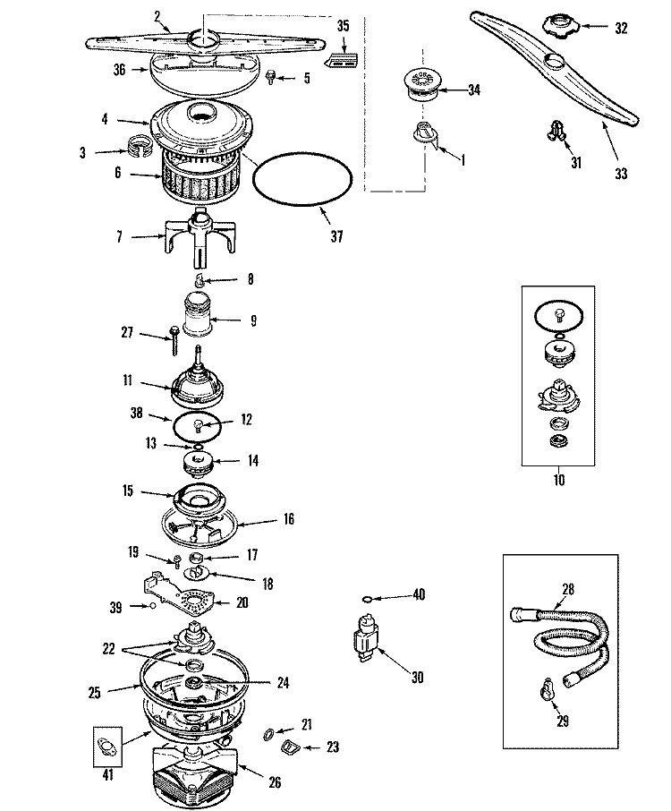 PUMP & MOTOR Diagram and Parts List for MDB9100AWQ  Maytag Dishwasher