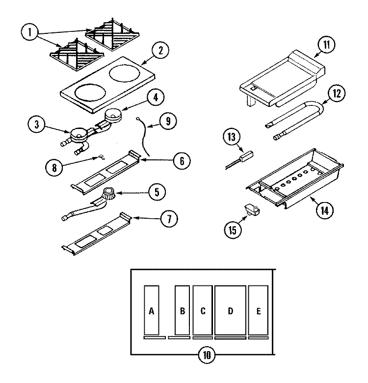 TOP ASSEMBLY / GAS CONTROLS Diagram and Parts List for DGR2484G  Dynasty Range