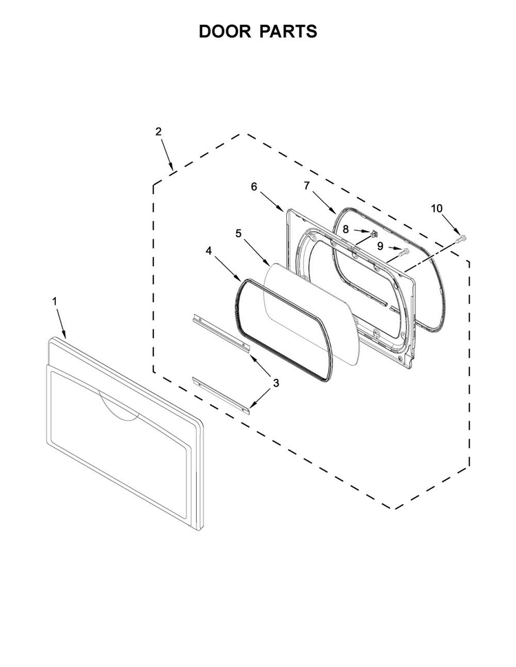 Door Parts Diagram and Parts List for MEDB765FW0  Maytag Dryer
