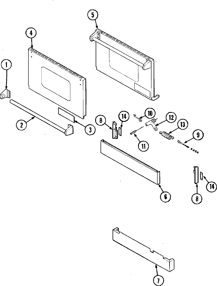 DOOR Diagram and Parts List for RJGR3663A  Maytag Cooktop