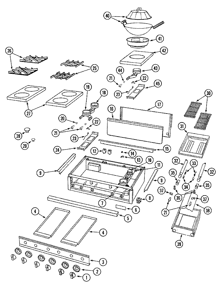 TOP ASSEMBLY / GAS CONTROLS Diagram and Parts List for RJCT6066A  Maytag Cooktop