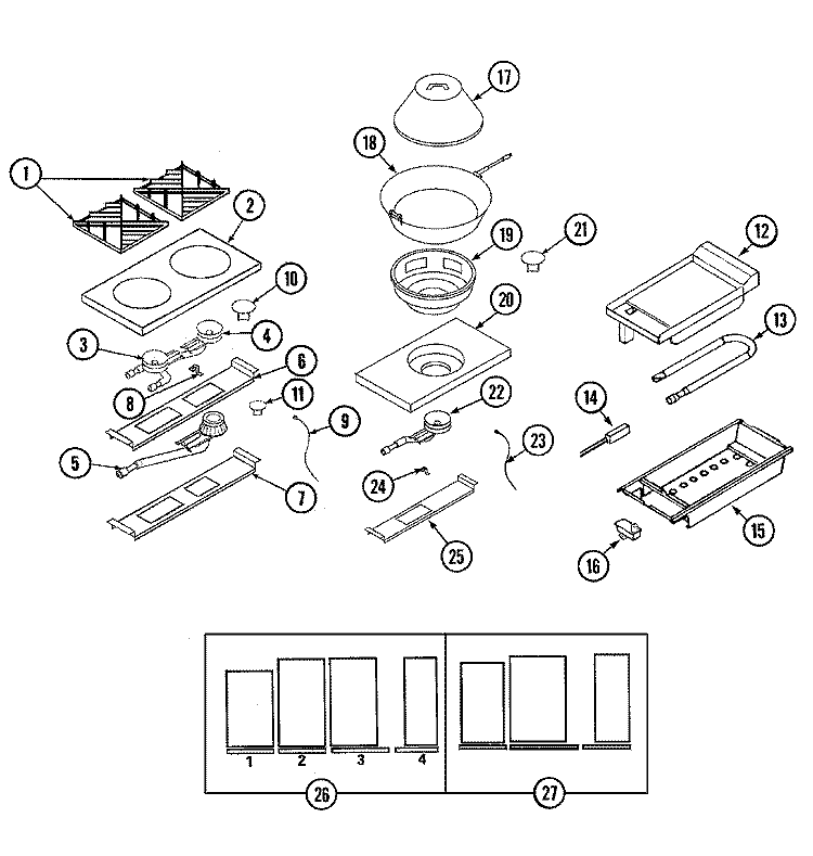 TOP ASSEMBLY / GAS CONTROLS Diagram and Parts List for DGRSC485GWOK  Dynasty Smoker