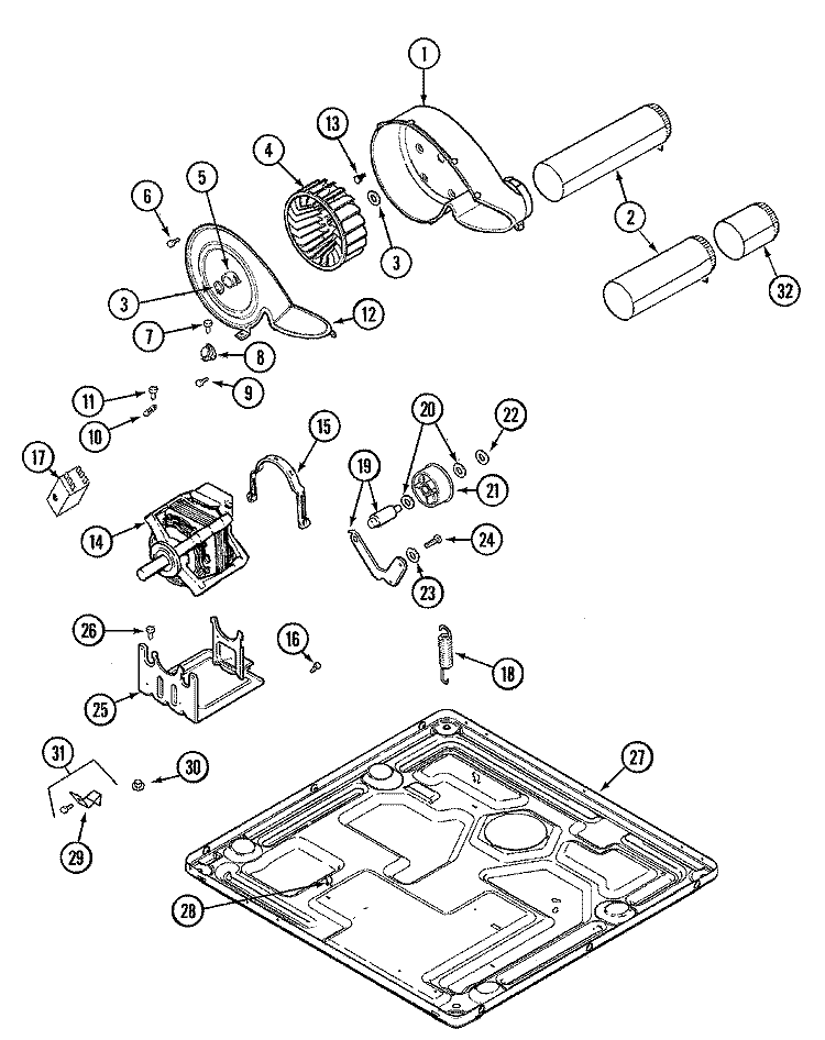 MOTOR DRIVE (DRYER) Diagram and Parts List for MLE2000AZW  Maytag Washer Dryer Combo