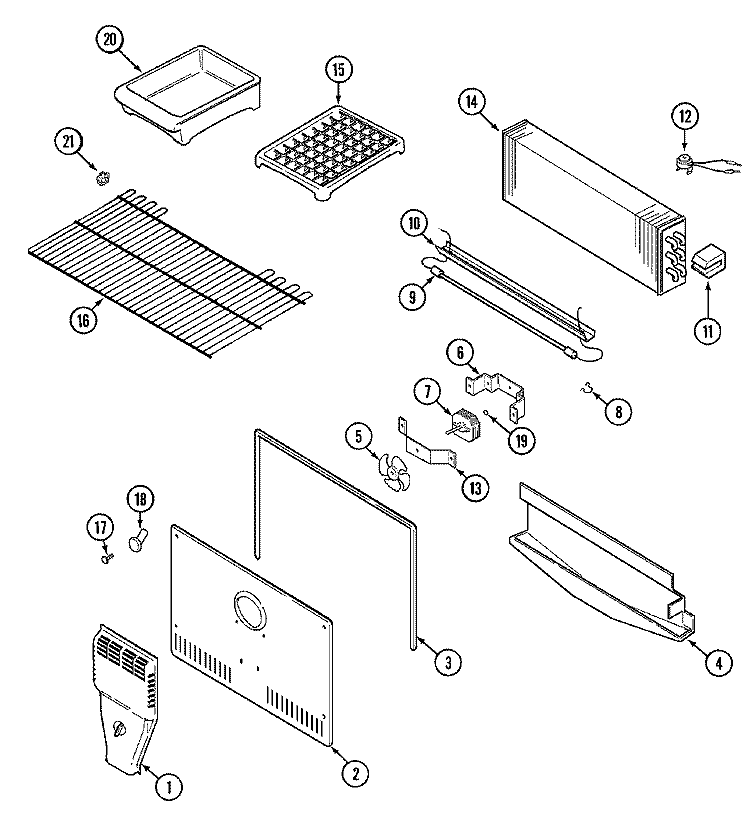 FREEZER COMPARTMENT Diagram and Parts List for TR580NF  Maytag Refrigerator